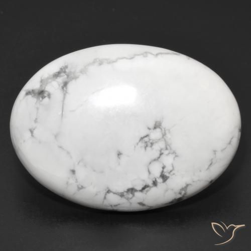 30.49ct طبيعي أبيض رمادى حجر الخرز, بيضوي, غير شفاف
