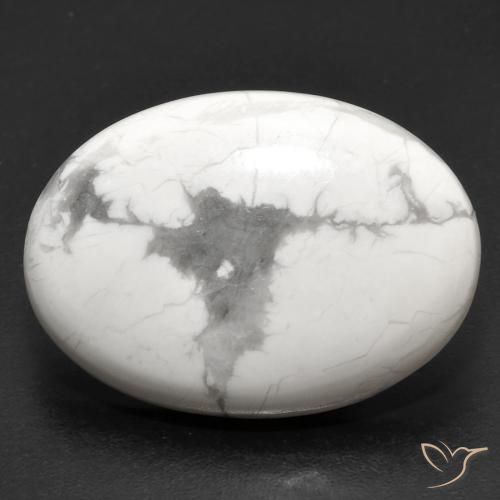 18.95ct طبيعي أبيض رمادى حجر الخرز, بيضوي, غير شفاف