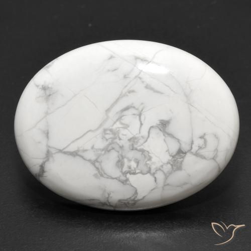 16.35ct طبيعي أبيض رمادى حجر الخرز, بيضوي, غير شفاف
