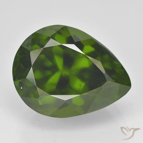 6.48ct طبيعي أخضر الطحالب البحرية إيدوكراس, شكل الكمثرى, قليلا جدا