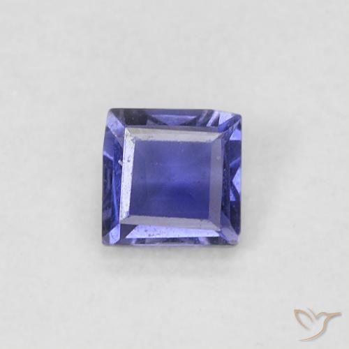 0.13ct طبيعي أرجوانى مزرق داكن إيوليت, مربع, قليلا جدا