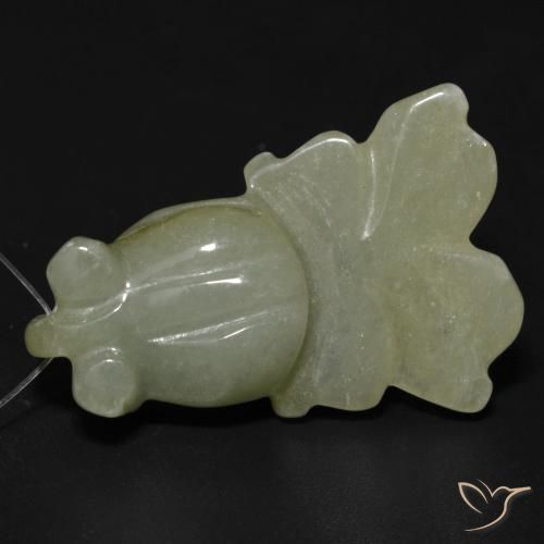 24.98ct طبيعي أخضر مصفر يشم, فانسى, نصف شفاف