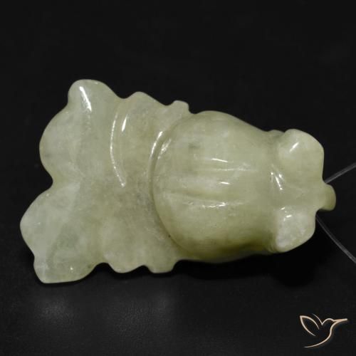 37.99ct طبيعي أخضر زيتوني يشم, فانسى, نصف شفاف