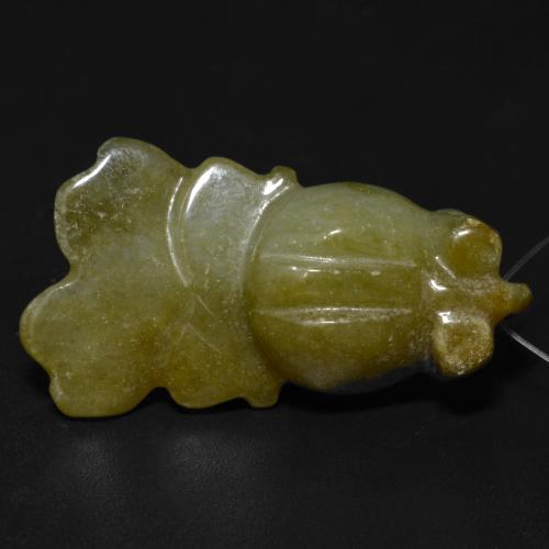 يشم أخضر مصفر طبيعي، شكل خيالي، 27.81 قيراط، نصف شفاف