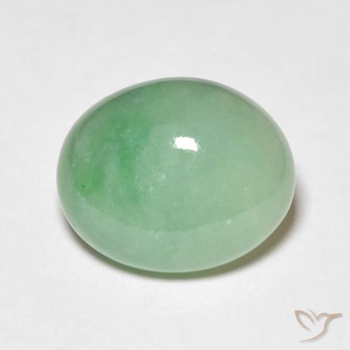 5.24ct طبيعي أخضر أبيض يشم, بيضوي, غير شفاف
