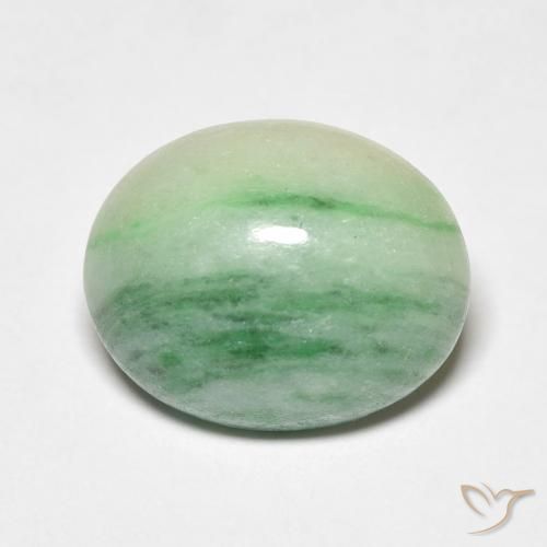 يشم Medium Light Green طبيعي، بيضوي، 5.18 قيراط، غير شفاف