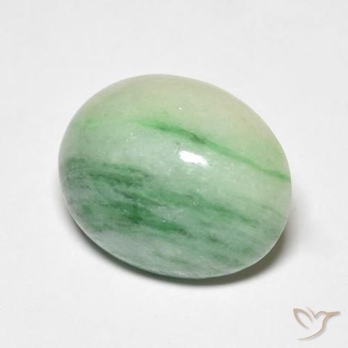 يشم Medium Light Green طبيعي، بيضوي، 5.18 قيراط، غير شفاف