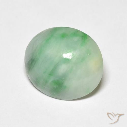 3.74ct طبيعي أخضر أبيض يشم, بيضوي, غير شفاف