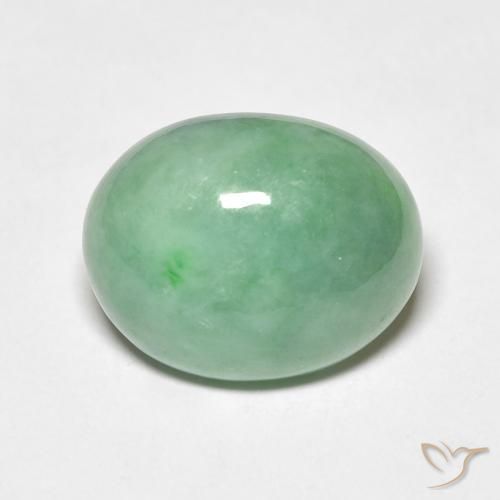 4.50ct طبيعي أخضر طحلبى باهت يشم, بيضوي, غير شفاف