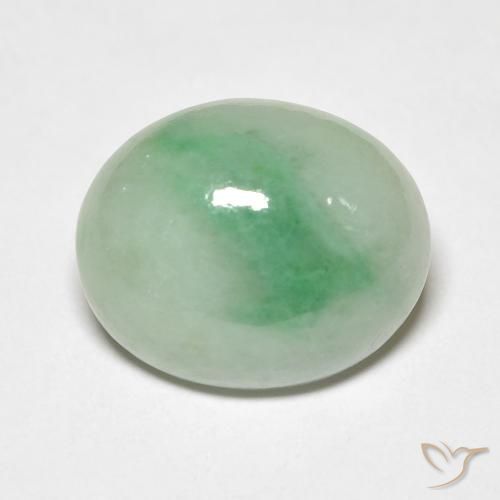 4.82ct طبيعي أخضر طحلبى باهت يشم, بيضوي, غير شفاف