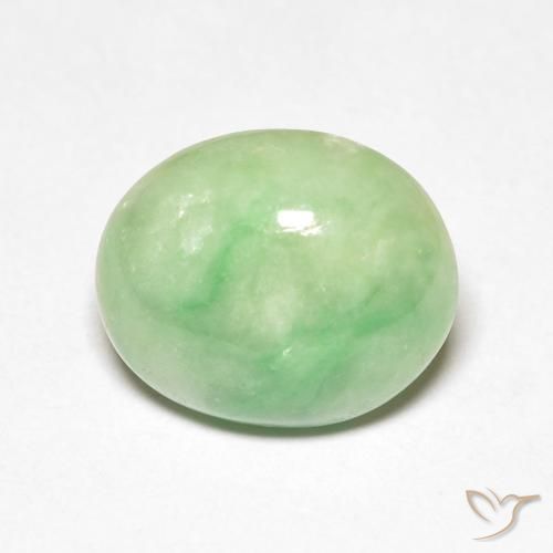 4.61ct طبيعي أخضر كمثرى فاتح يشم, بيضوي, غير شفاف