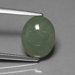 جاديت طبيعي بلون أخضر، وزن ‎3.39‎ قيراط، شكل شفاف، مقاس ‎10.9x8.8‎ مم