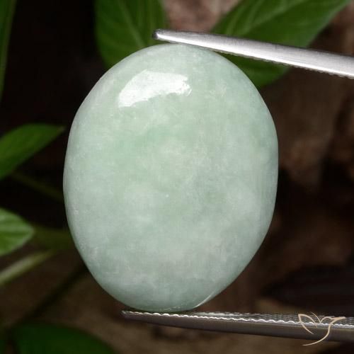 27.82ct طبيعي اخضر فاتح اليشمك, بيضوي, غير شفاف