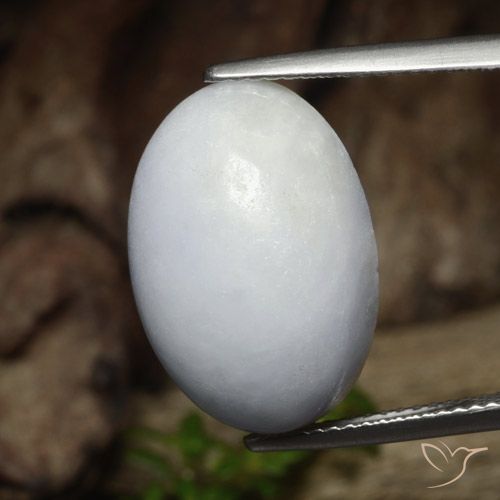 18.41ct طبيعي أبيض رمادى اليشمك, بيضوي, نصف شفاف