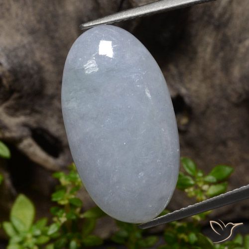 13.30ct طبيعي رمادى-مزرق فاتح اليشمك, بيضوي, غير شفاف
