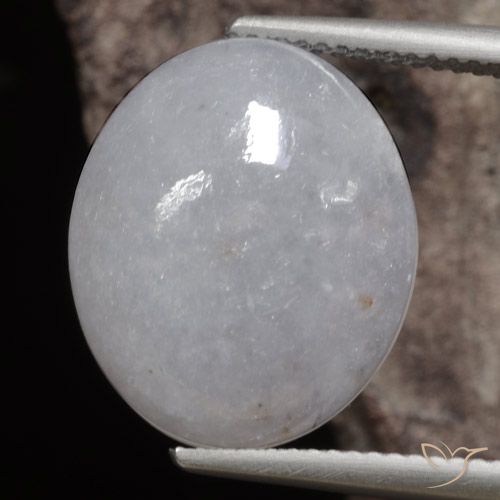 11.71ct طبيعي رمادى متوسط اليشمك, بيضوي, نصف شفاف
