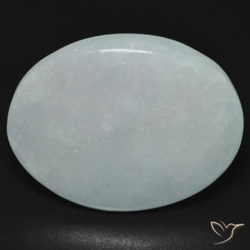 36.94ct طبيعي أبيض مزرق اليشمك, بيضوي, نصف شفاف