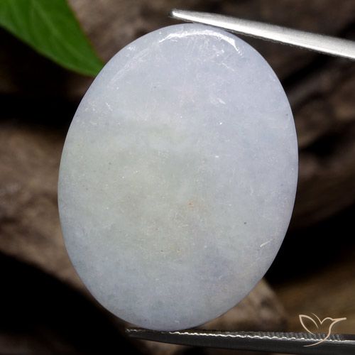 32.25ct طبيعي رمادى-مزرق فاتح اليشمك, بيضوي, غير شفاف