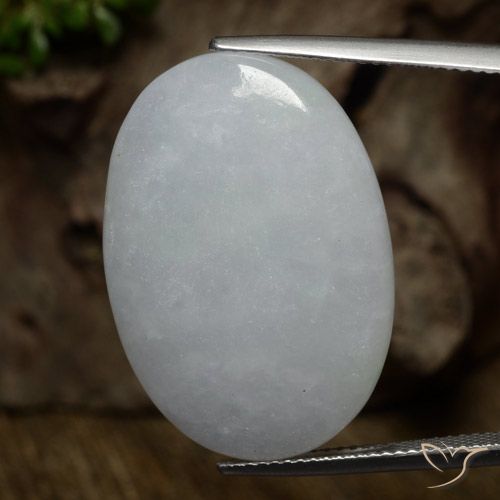 32.57ct طبيعي رمادى متوسط اليشمك, بيضوي, نصف شفاف