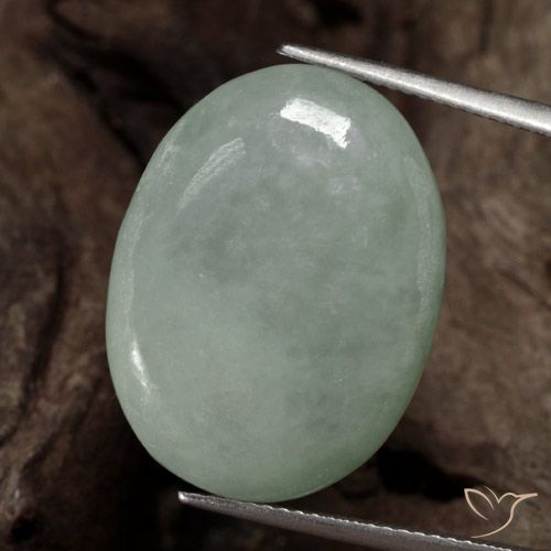 25.64ct طبيعي أخضر رمادى اليشمك, بيضوي, نصف شفاف