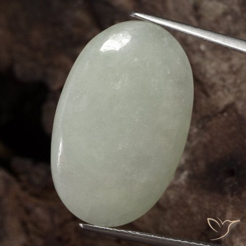 19.29ct طبيعي أخضر-أصفر رمادى اليشمك, بيضوي, نصف شفاف