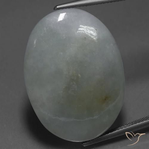 40.64ct طبيعي أخضر متوسط اليشمك, بيضوي, نصف شفاف