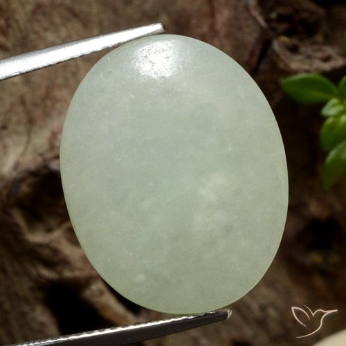 13.03ct طبيعي أخضر زيتوني اليشمك, بيضوي, نصف شفاف