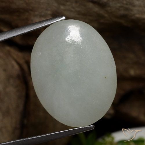 10.12ct طبيعي رمادى متوسط اليشمك, بيضوي, نصف شفاف