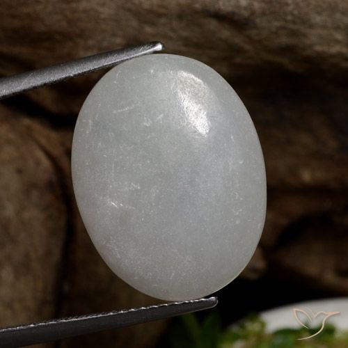 13.33ct طبيعي رمادى متوسط اليشمك, بيضوي, نصف شفاف