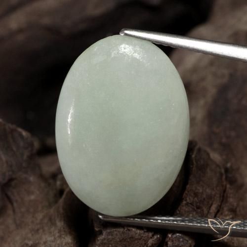 11.60ct طبيعي أخضر رمادى اليشمك, بيضوي, نصف شفاف