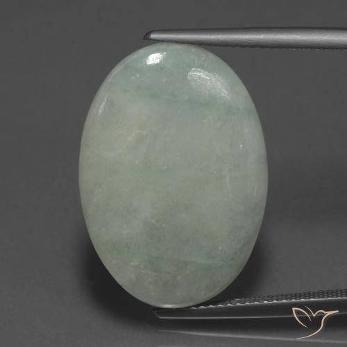 20.92ct طبيعي أخضر رمادى اليشمك, بيضوي, نصف شفاف