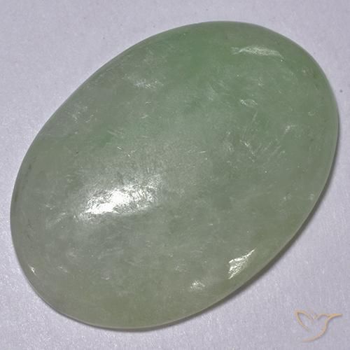 11.77ct طبيعي أخضر طحلبى رمادى اليشمك, بيضوي, نصف شفاف