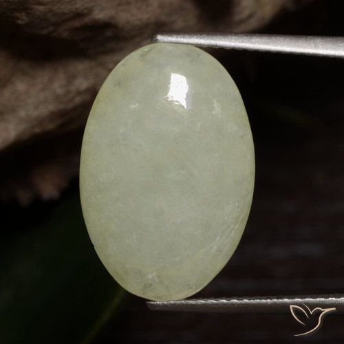 10.01ct طبيعي أخضر-أصفر رمادى اليشمك, بيضوي, نصف شفاف