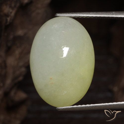 14.11ct طبيعي أخضر-أصفر رمادى اليشمك, بيضوي, نصف شفاف