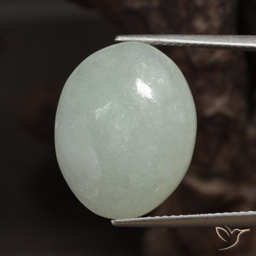 16.14ct طبيعي اخضر فاتح اليشمك, بيضوي, نصف شفاف