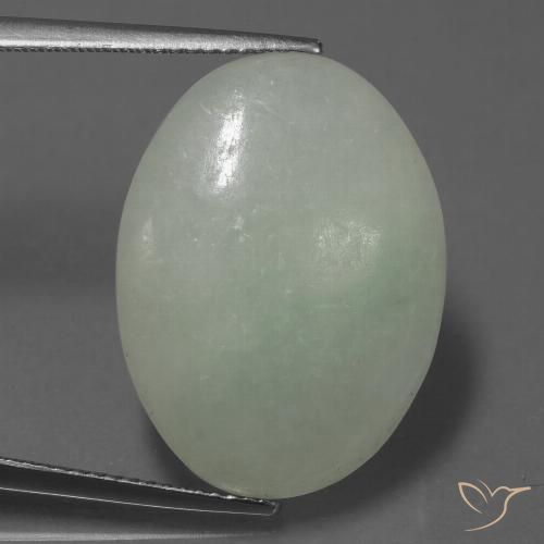 20.36ct طبيعي أخضر رمادى اليشمك, بيضوي, نصف شفاف