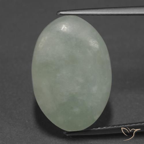 9.94ct طبيعي أخضر رمادى اليشمك, بيضوي, نصف شفاف