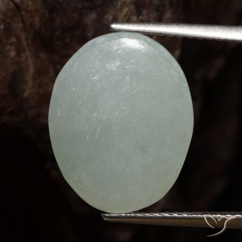 6.76ct طبيعي اخضر فاتح اليشمك, بيضوي, نصف شفاف