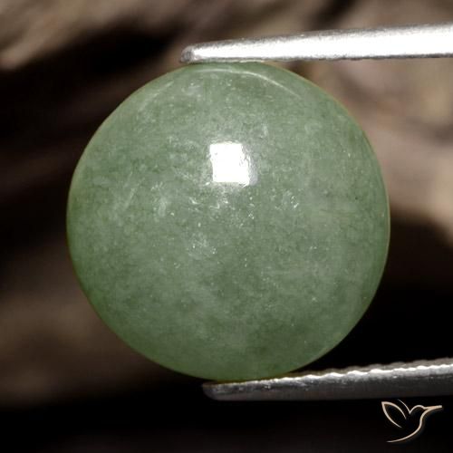 7.98ct طبيعي أخضر متوسط اليشمك, دائري, نصف شفاف