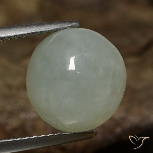 7.41ct طبيعي أخضر رمادى اليشمك, بيضوي, نصف شفاف