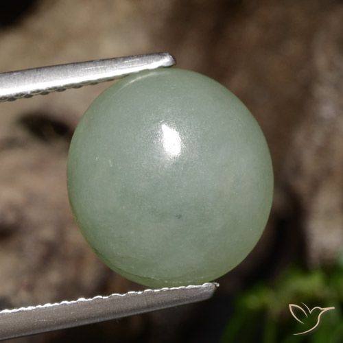 5.39ct طبيعي أخضر رمادى اليشمك, بيضوي, نصف شفاف