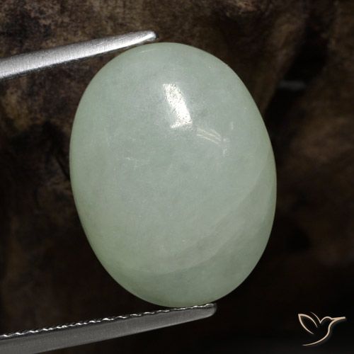 9.67ct طبيعي أخضر باهت اليشمك, بيضوي, نصف شفاف