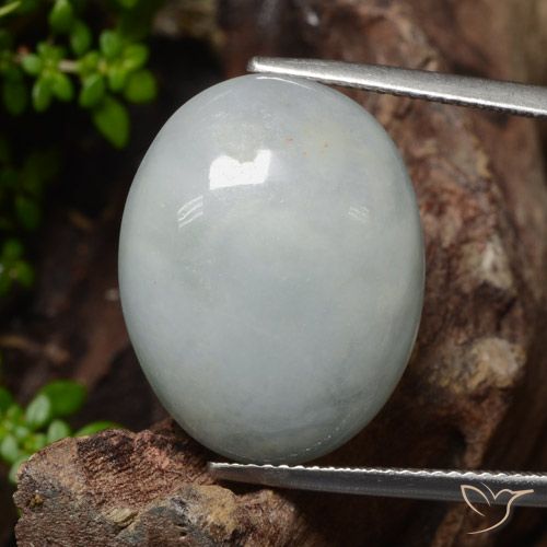 26.59ct طبيعي رمادى متوسط اليشمك, بيضوي, نصف شفاف