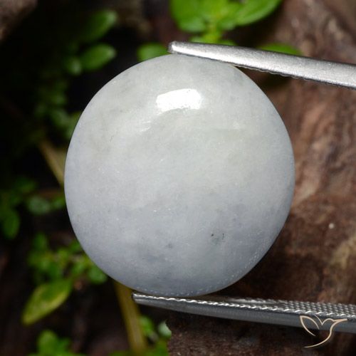 20.39ct طبيعي رمادى فاتح اليشمك, بيضوي, نصف شفاف