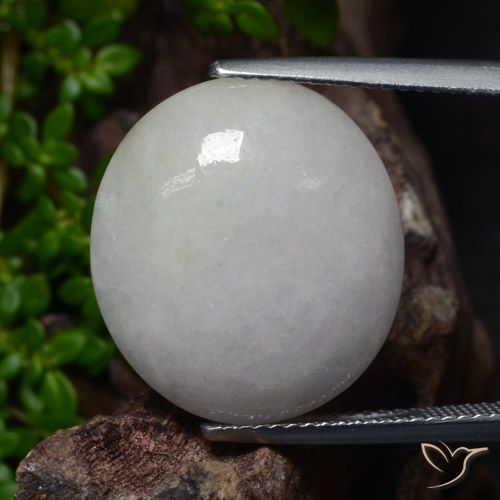 18.09ct طبيعي رمادى متوسط اليشمك, بيضوي, نصف شفاف