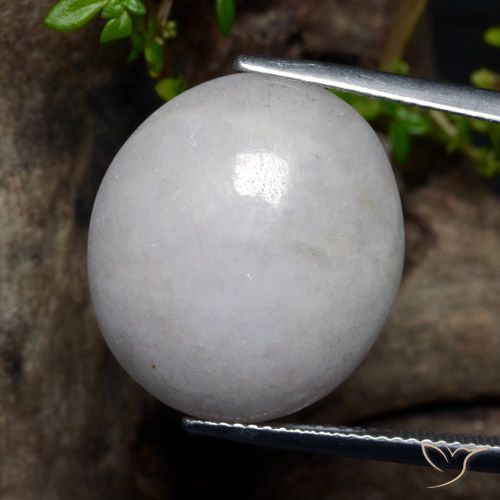 24.10ct طبيعي أبيض رمادى اليشمك, بيضوي, نصف شفاف
