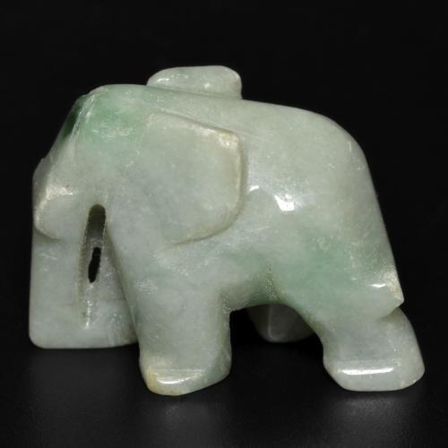 اليشمك أخضر طحلبى فاتح طبيعي، شكل خيالي، 68.58 قيراط، غير شفاف