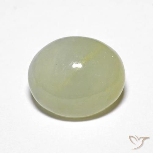 4.62ct طبيعي أخضر متوسط اليشمك, بيضوي, نصف شفاف