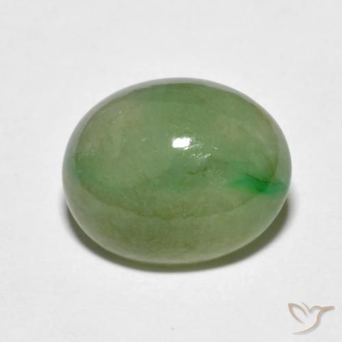 4.69ct طبيعي أخضر ليمونى باهت اليشمك, بيضوي, نصف شفاف