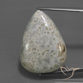 34.98ct طبيعي متعدد الألوان يشب أو جاسبر, شكل الكمثرى, غير شفاف